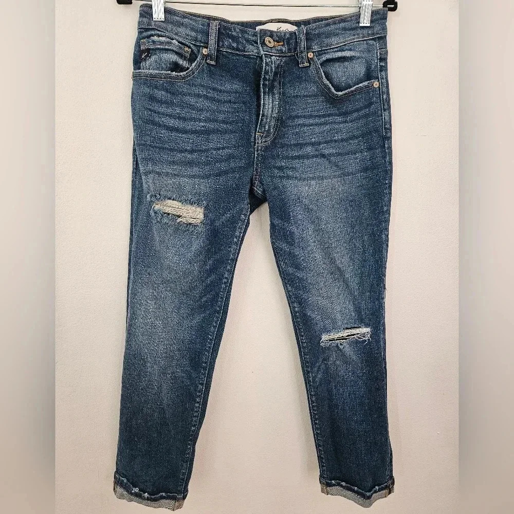 KanCan Distressed‎ Mid Rise Skinny Jeans Medium Wash Womens Size 5 26